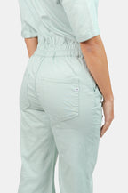 Combinaison évasée manches courtes sage DELPHINE femme, LIGHT SAGE, taille XS, porté par Marie (1m71) (F.A.M. JEANS) – photo 1