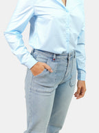 Chemise unie bleu HELENE femme, BLUE, taille XS, porté par Marie (1m71) (F.A.M. JEANS) – photo 1