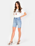 Short long en jean ALEXIA femme, BLUE, taille XS, porté par Amanda (1m76) (F.A.M. JEANS) – photo 1
