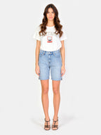 Short long en jean ALEXIA femme, BLUE, taille XS, porté par Amanda (1m76) – photo 2