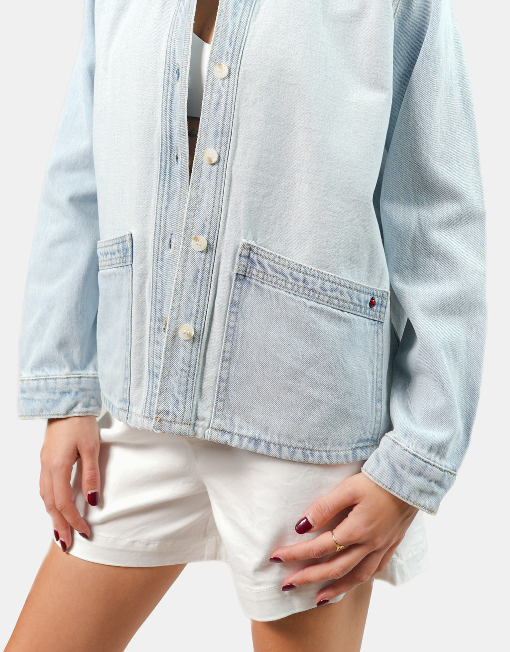 Veste légère patchwork VIVIAN femme, PATCHWORK, taille XS, porté par Claire (1m76) (F.A.M. JEANS) – photo 1