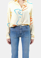 Chemise à motifs Arty graphiques HELENE femme, ARTY A, taille XS, porté par Claire (1m76) – photo 5