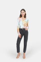 Chemise à motifs Céramic HELENE femme, CERAMIC, taille XS, porté par Claire (1m76) (F.A.M. JEANS) – photo 1