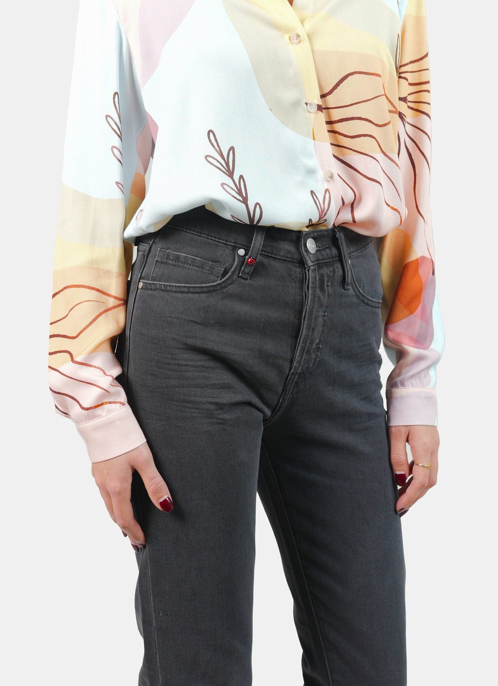 Chemise à motifs Céramic HELENE femme, CERAMIC, taille XS, porté par Claire (1m76) – photo 5