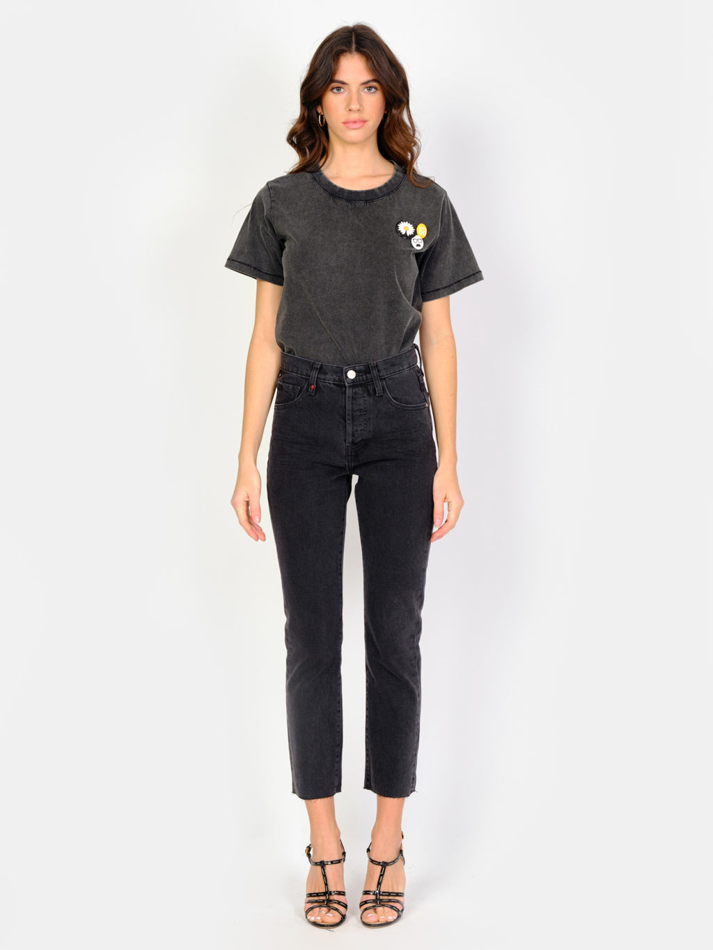 Jean mom noir PATRICIA femme, BLACK, taille 25, porté par Amanda (1m76) – photo 2