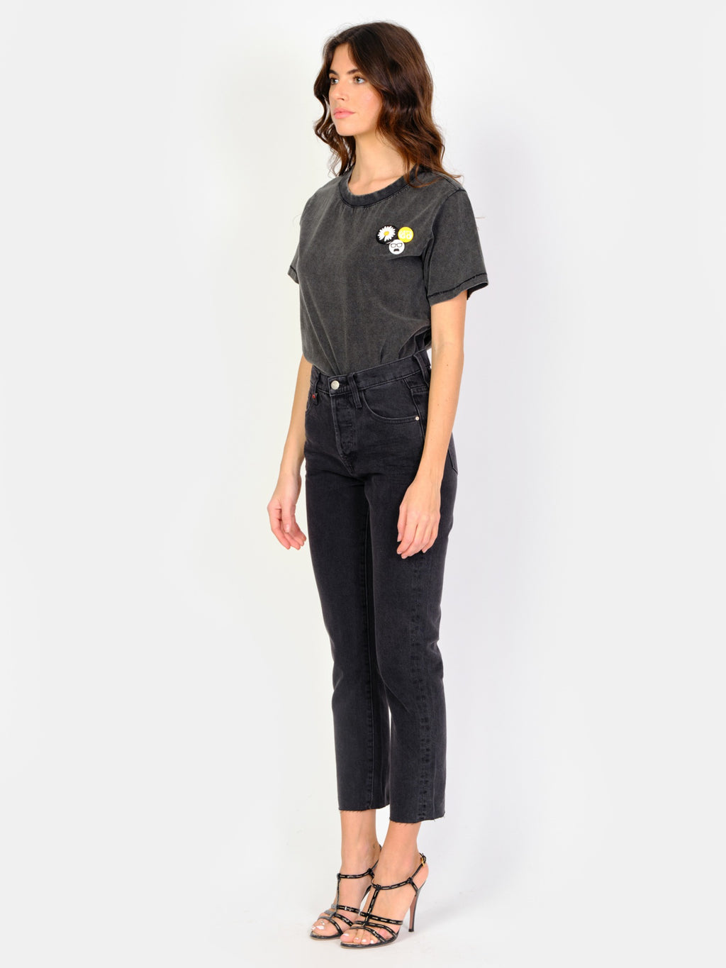 Jean mom noir PATRICIA femme, BLACK, taille 25, porté par Amanda (1m76) – photo 3