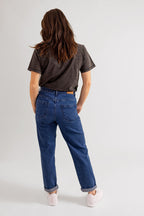 Jean mom confort stone MARIE femme, STONE, taille XS, porté par Eden (1m70) – photo 4