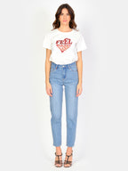 Jean mom taille haute bleu POLLY femme, BLUE, taille 25, porté par Amanda (1m76) – photo 2