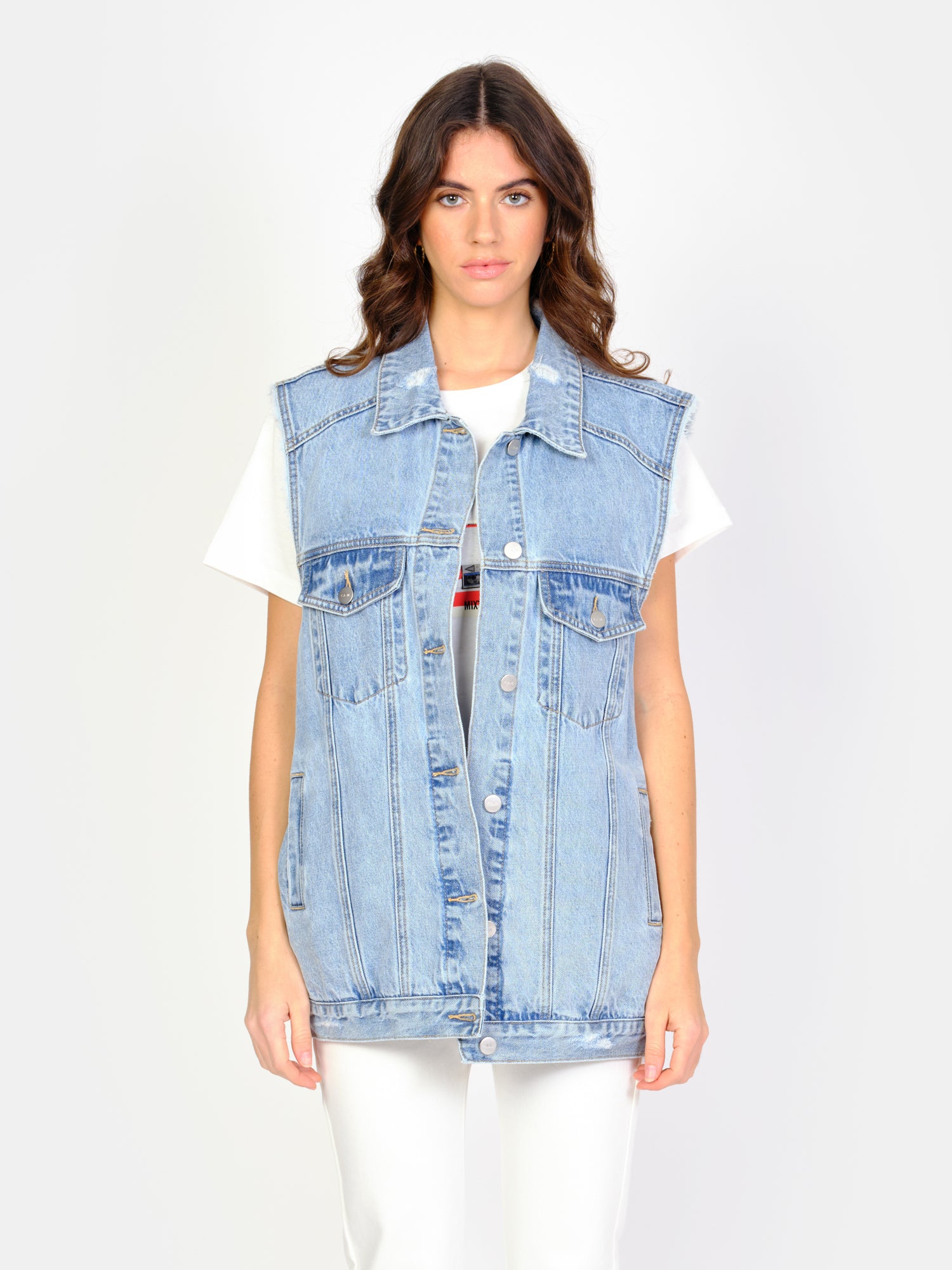 Veste sans manches VENISE femme, LIGHT BLUE, taille XS, porté par Amanda (1m76) – photo 2