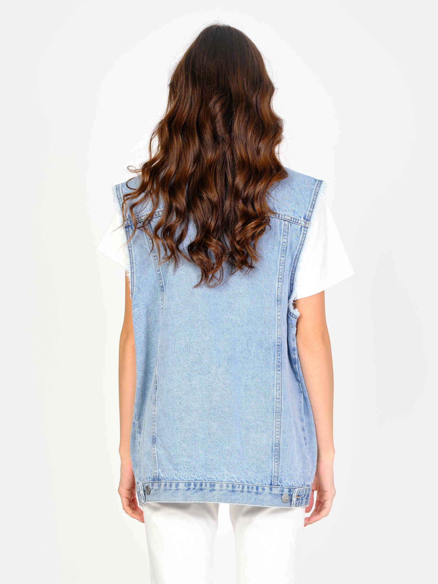 Veste sans manches VENISE femme, LIGHT BLUE, taille XS, porté par Amanda (1m76) – photo 4