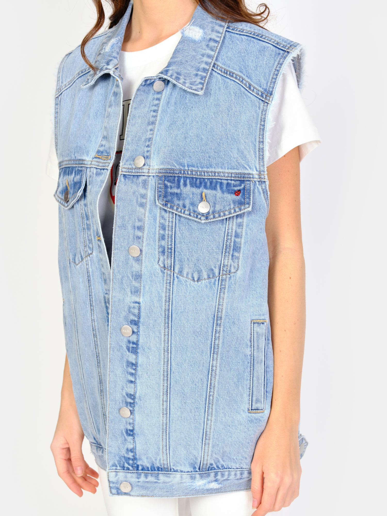 Veste sans manches VENISE femme, LIGHT BLUE, taille XS, porté par Amanda (1m76) – photo 5