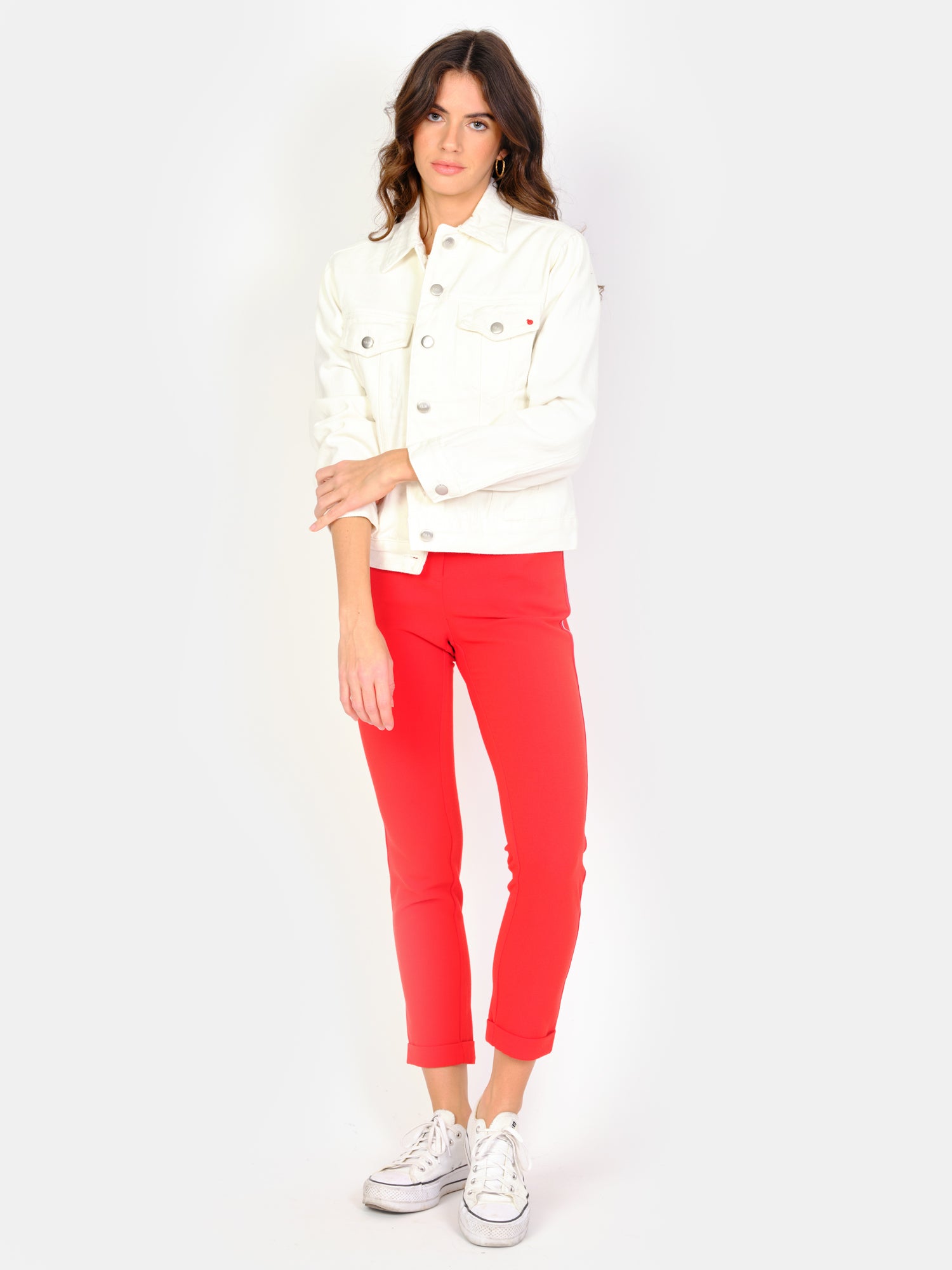 Veste en jean blanc VIVI femme, WHITE, taille XS, porté par Amanda (1m76) (F.A.M. JEANS) – photo 1