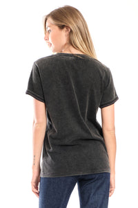 T-shirt noir uni en coton TYFFEN